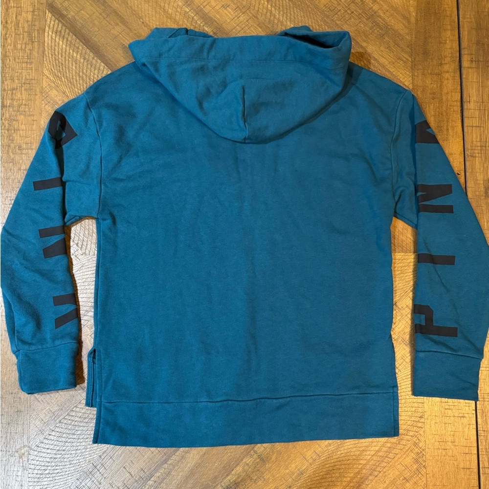 PINK VS Teal Lace Up Hooded Sweatshirt - Picture 8 of 13